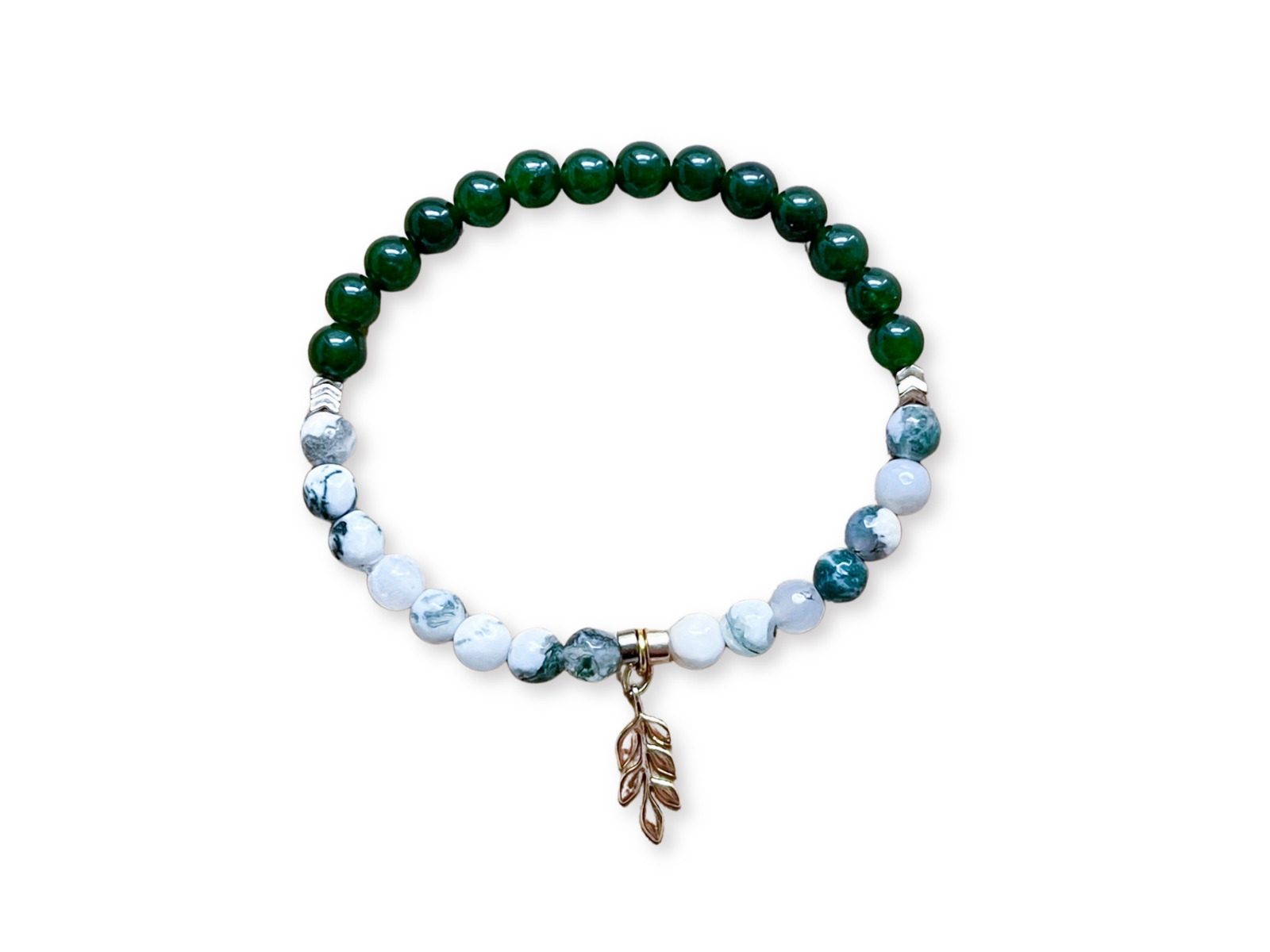 Tree Agate & Nephrite Jade Vine Beaded Bracelet || Reiki Infused