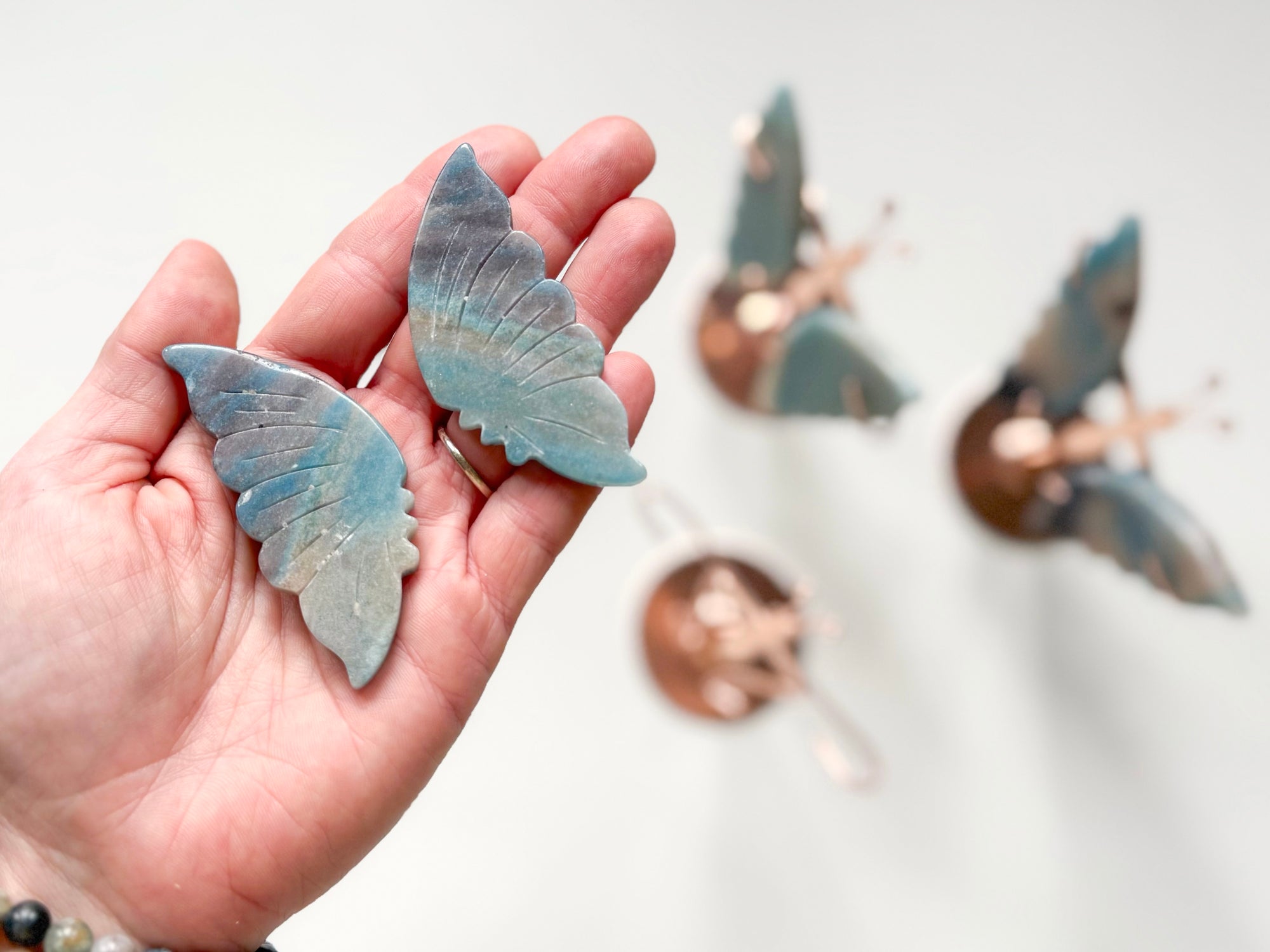 Trolleite Butterfly Wings in Metal Stand
