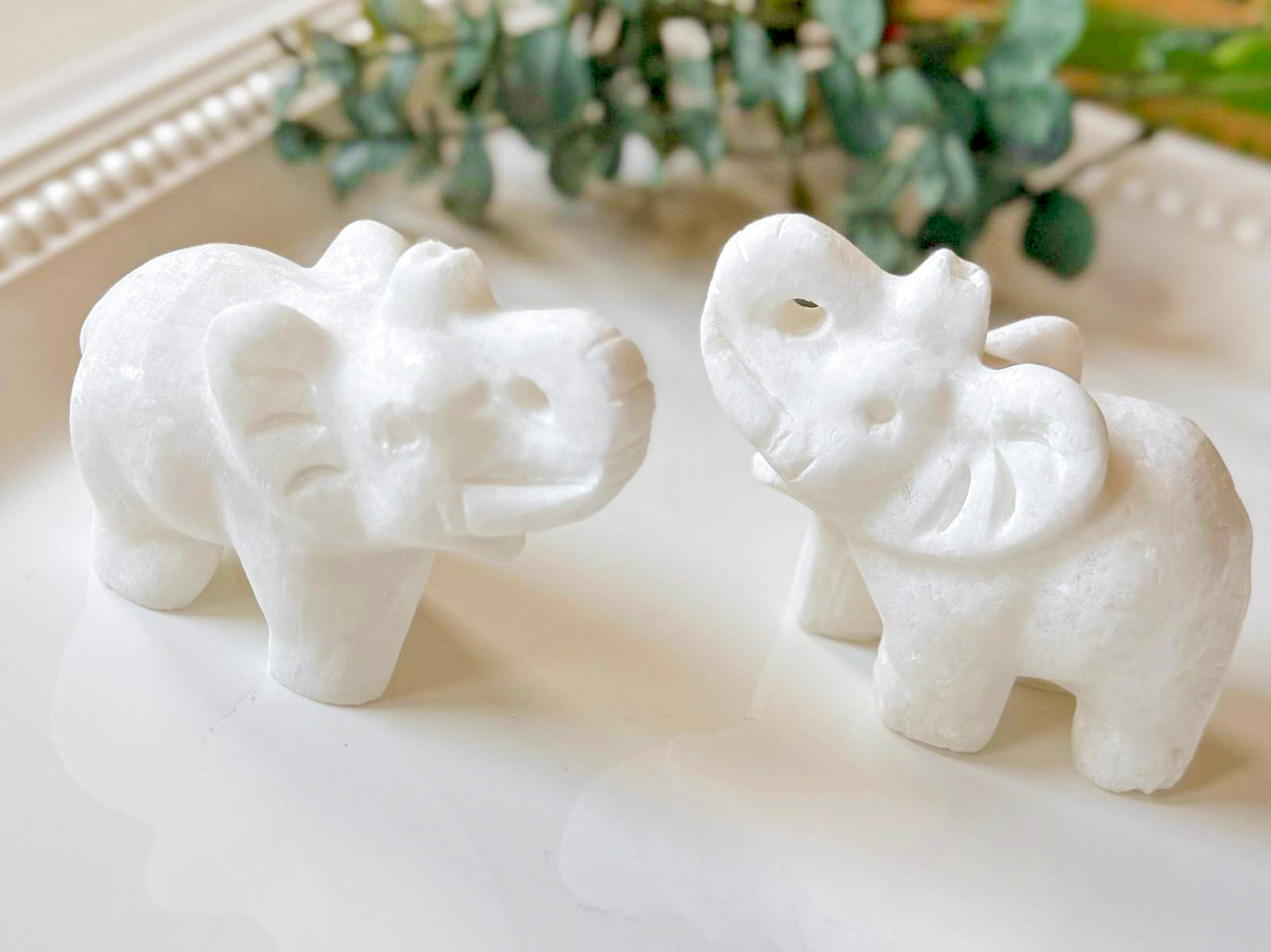 White Jade Elephant Carving