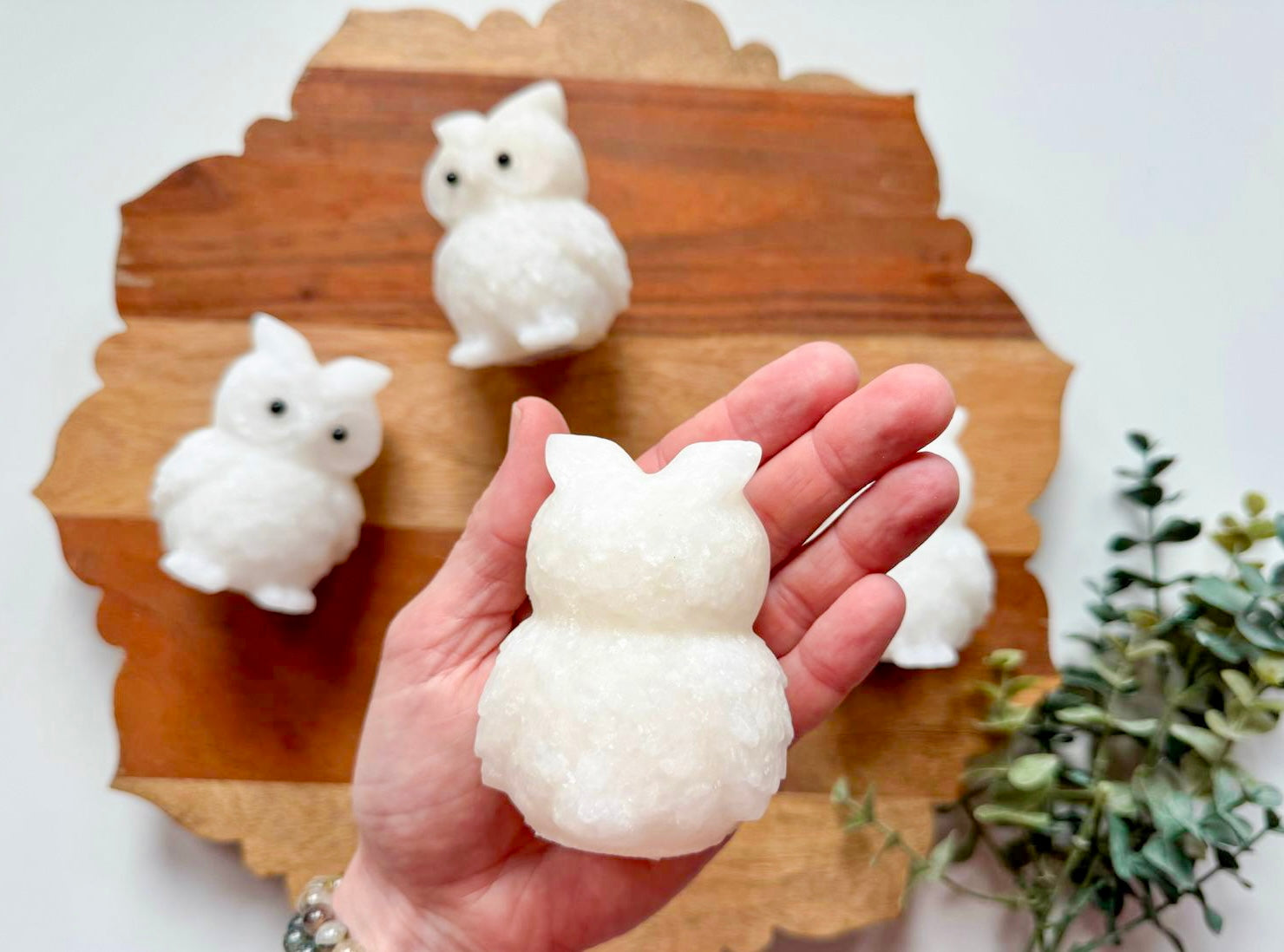 White Jade Owl Carving