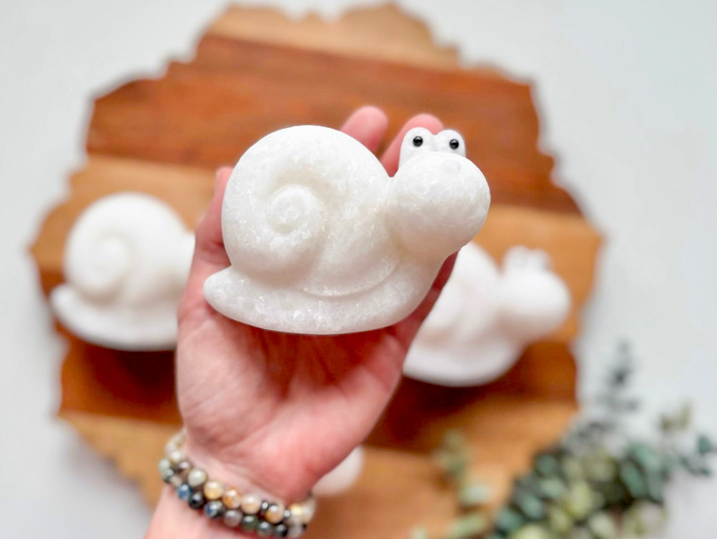 White Jade Snail Carving
