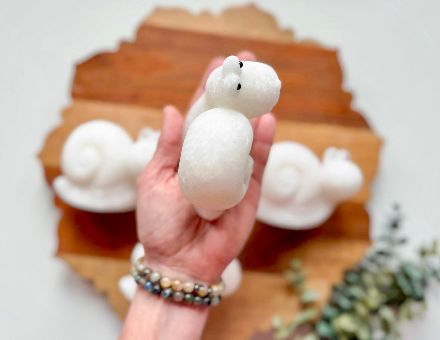 White Jade Snail Carving