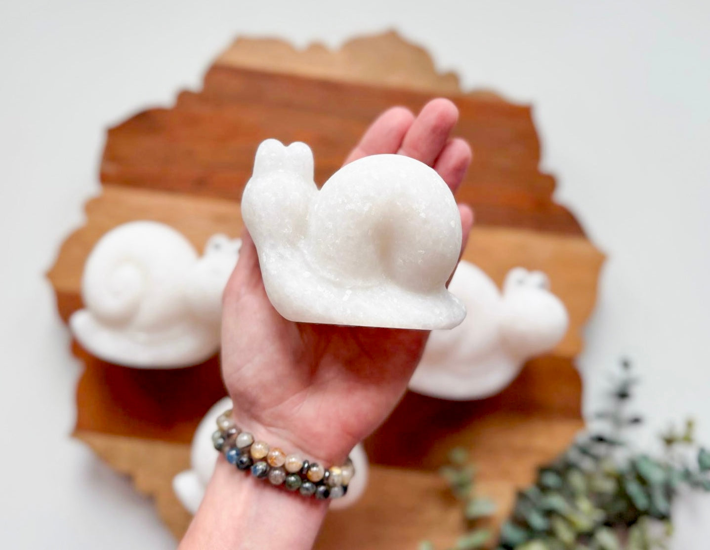 White Jade Snail Carving