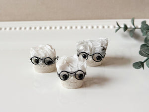 White Rose Calcite Hedgehog with Glasses