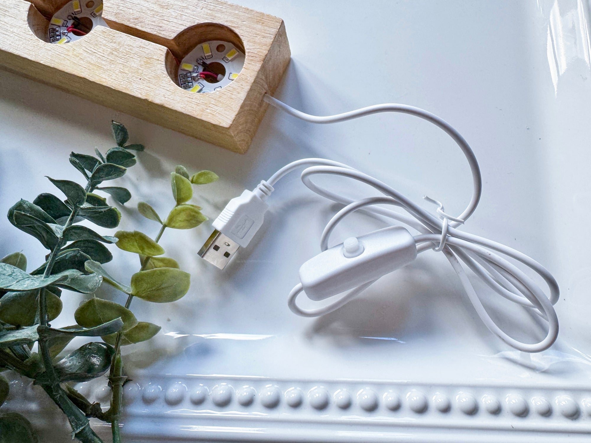 Wooden Crystal & Sphere Holder Light Stand || White Light || 3, 4, or 5 Lighted Cutouts