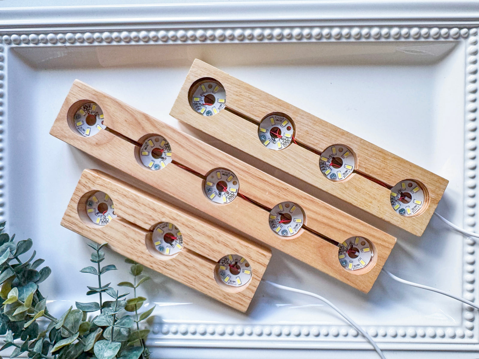 Wooden Crystal & Sphere Holder Light Stand || White Light || 3, 4, or 5 Lighted Cutouts
