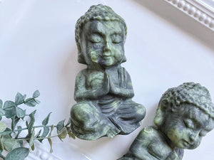 Xiuyan Jade Baby Buddha Carving || Matte
