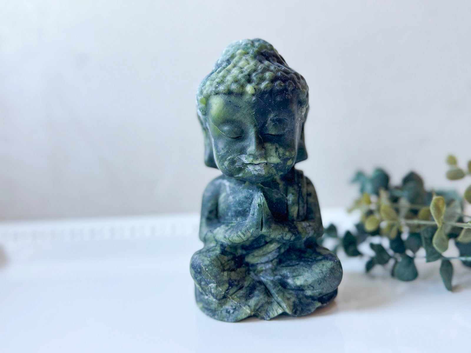 Xiuyan Jade Baby Buddha Carving || Matte