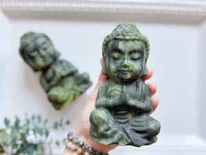 Xiuyan Jade Baby Buddha Carving || Matte