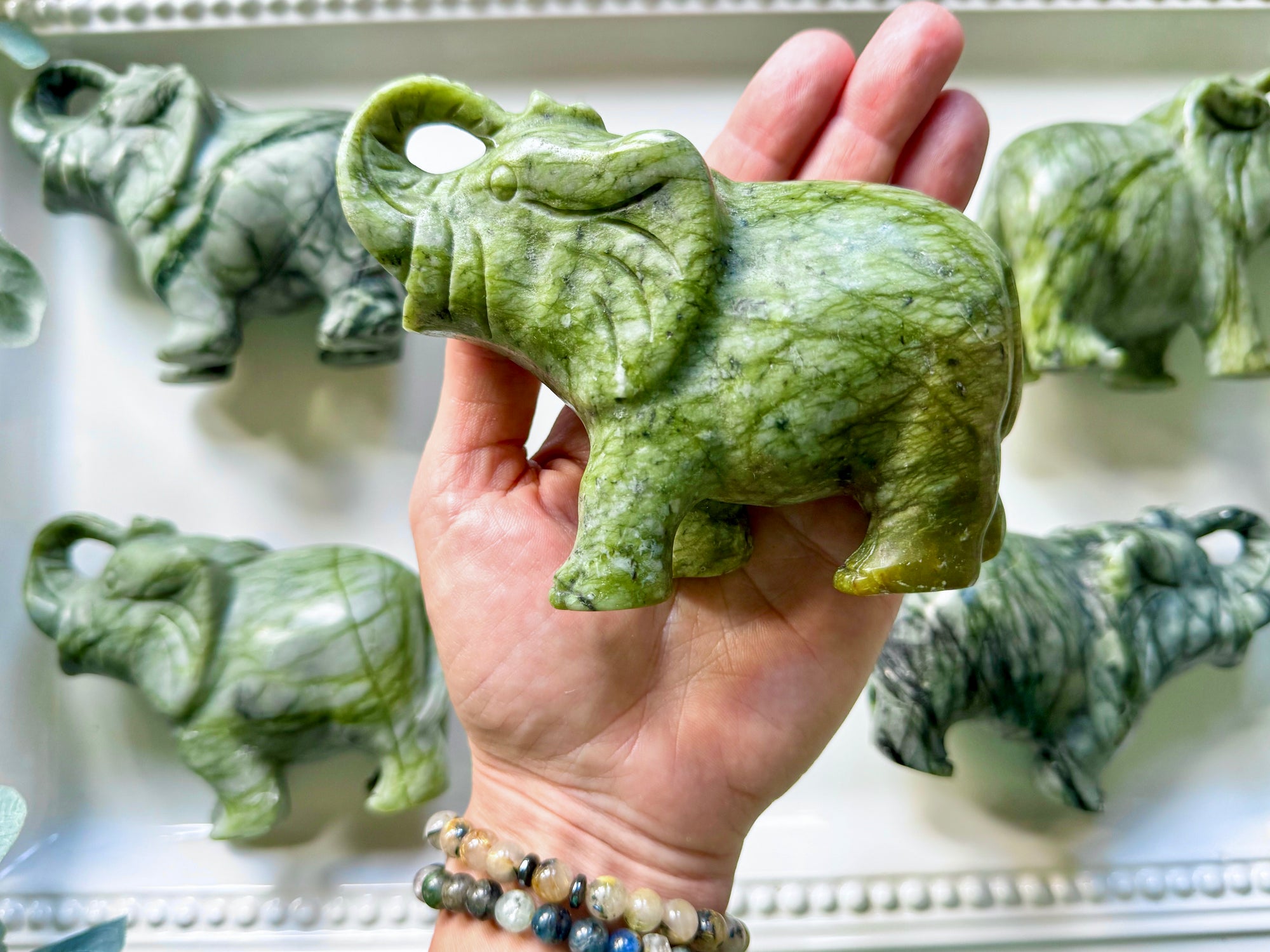 Xiuyan Jade Elephant Carving
