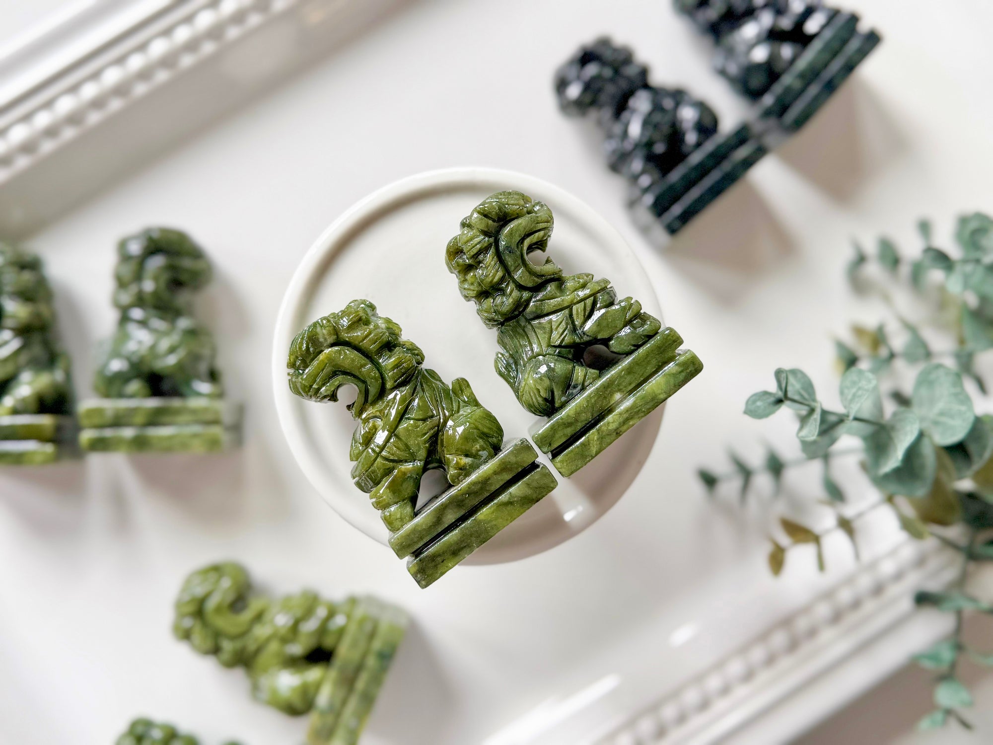 Xiuyan Jade Foo Dog Pair