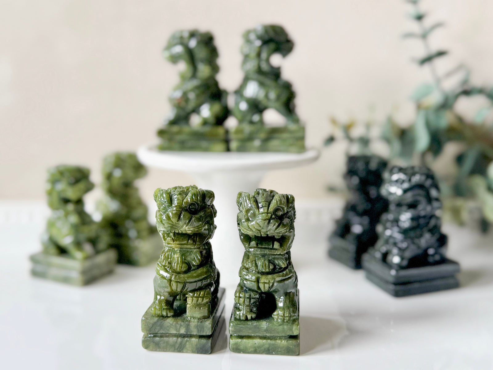 Xiuyan Jade Foo Dog Pair
