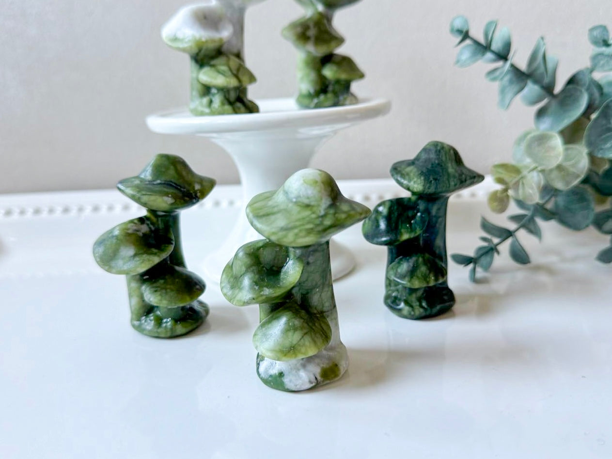 Xiuyan Jade Mushroom Family Carving