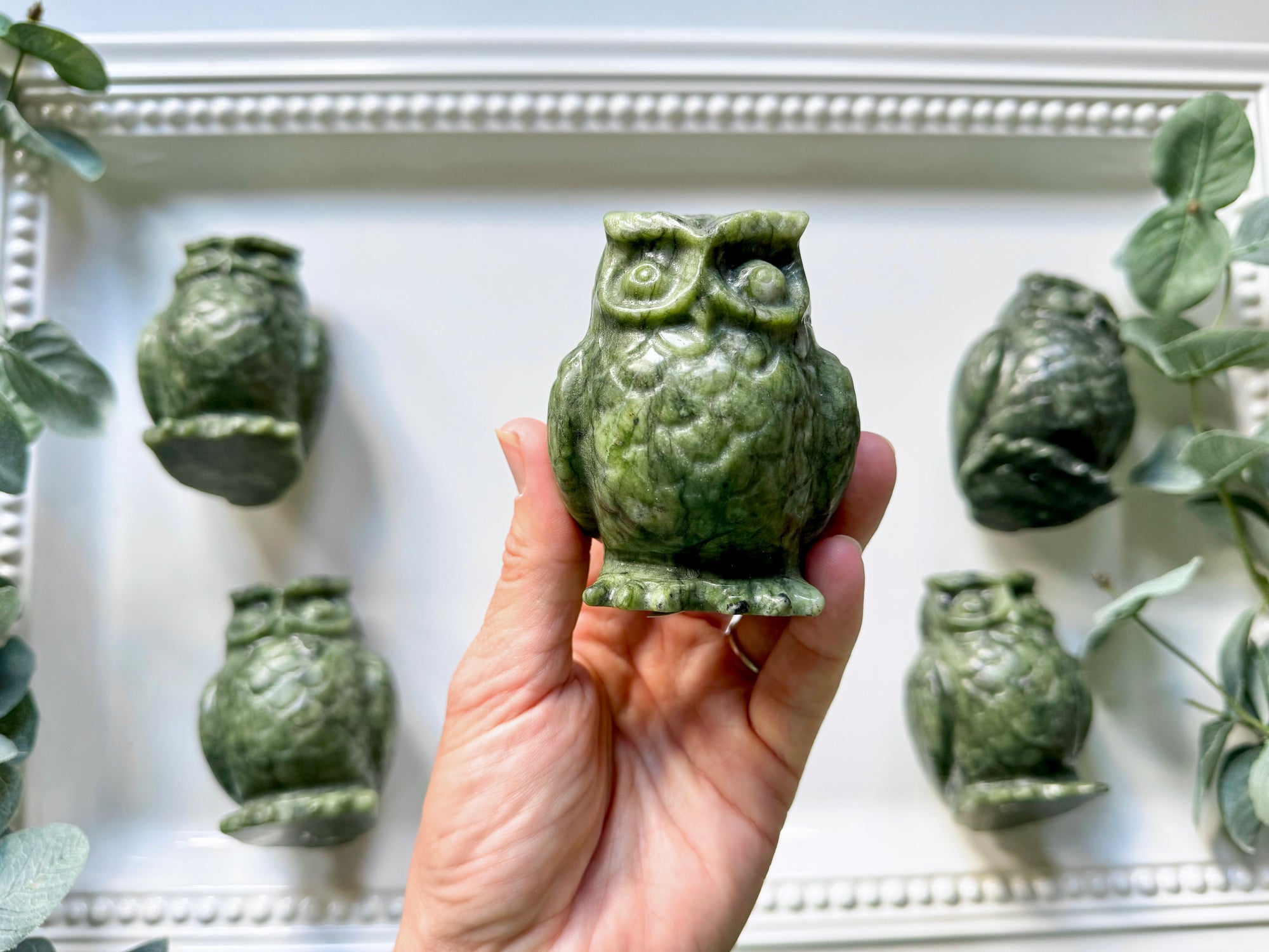 Xiuyan Jade Owl Carving || 3"