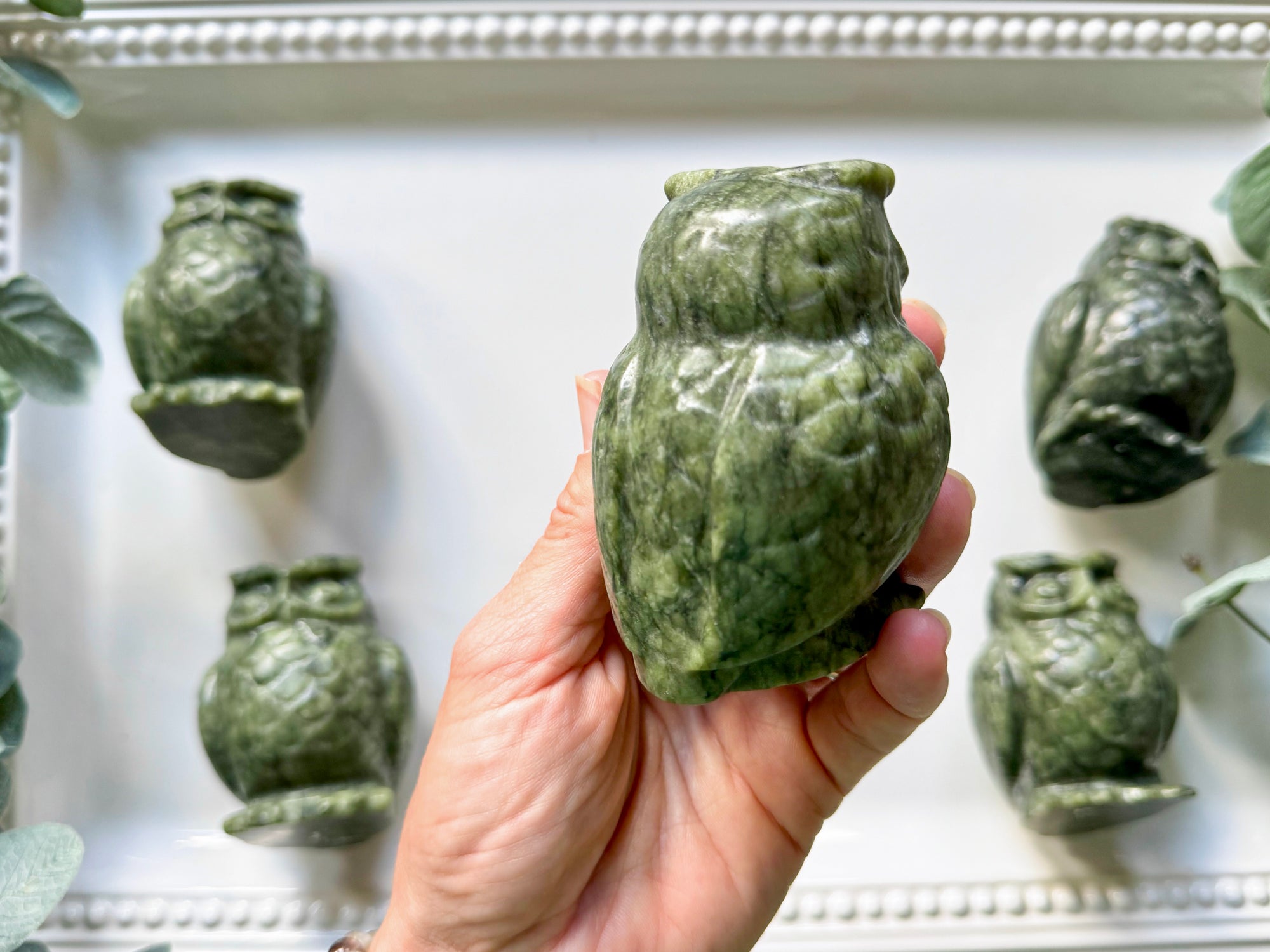 Xiuyan Jade Owl Carving || 3"