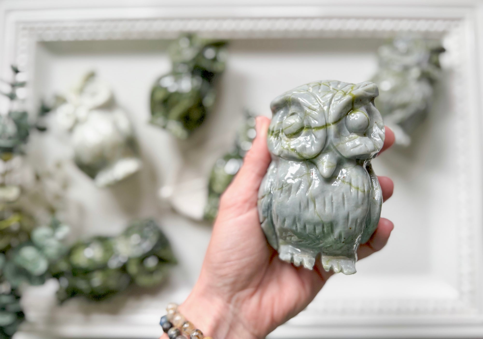 Xiuyan Jade Owl Carving || 4"