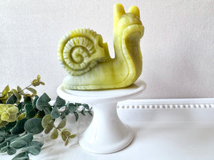 Xiuyan Jade Snail with Skull Shell Carving