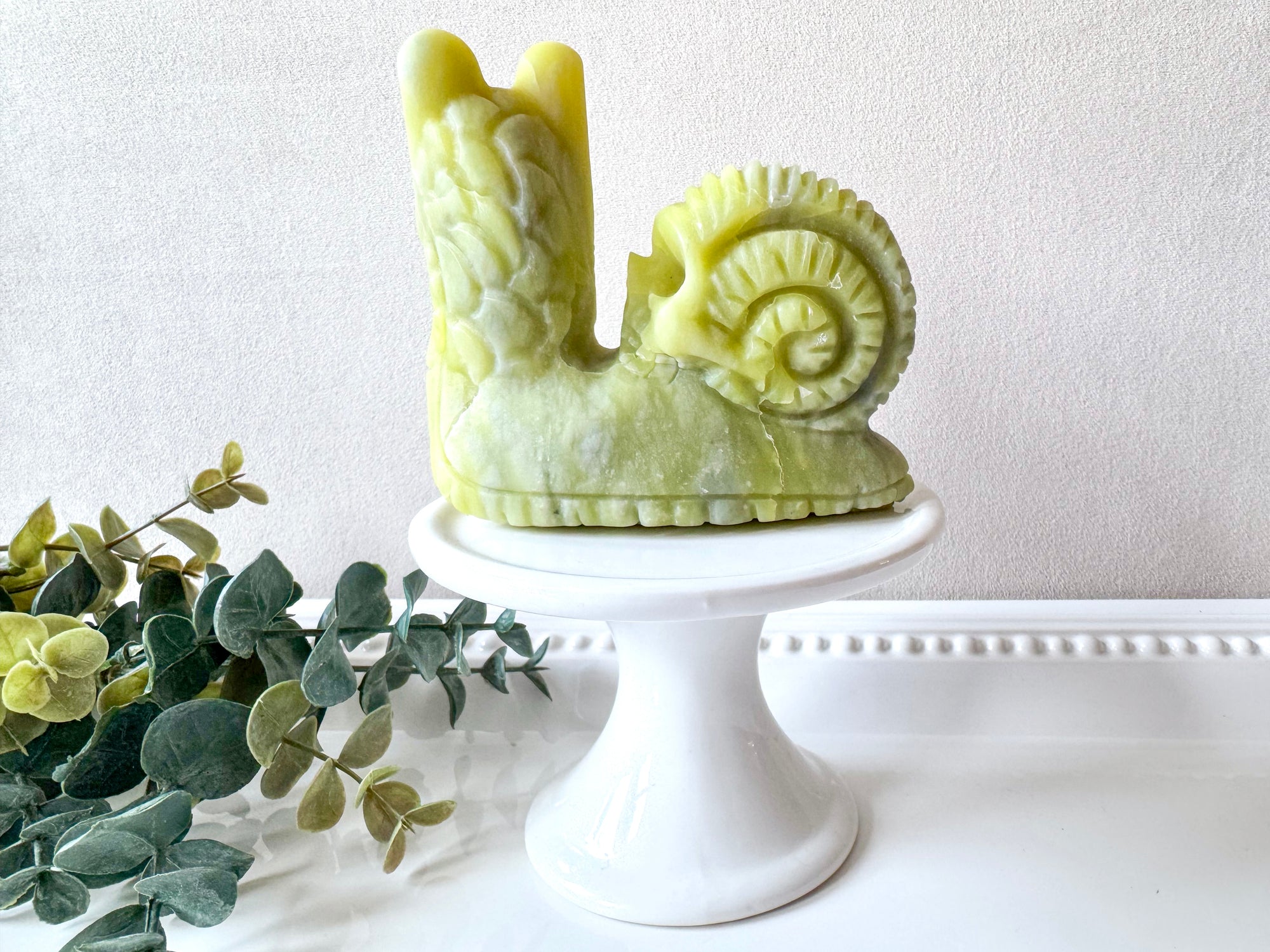 Xiuyan Jade Snail with Skull Shell Carving
