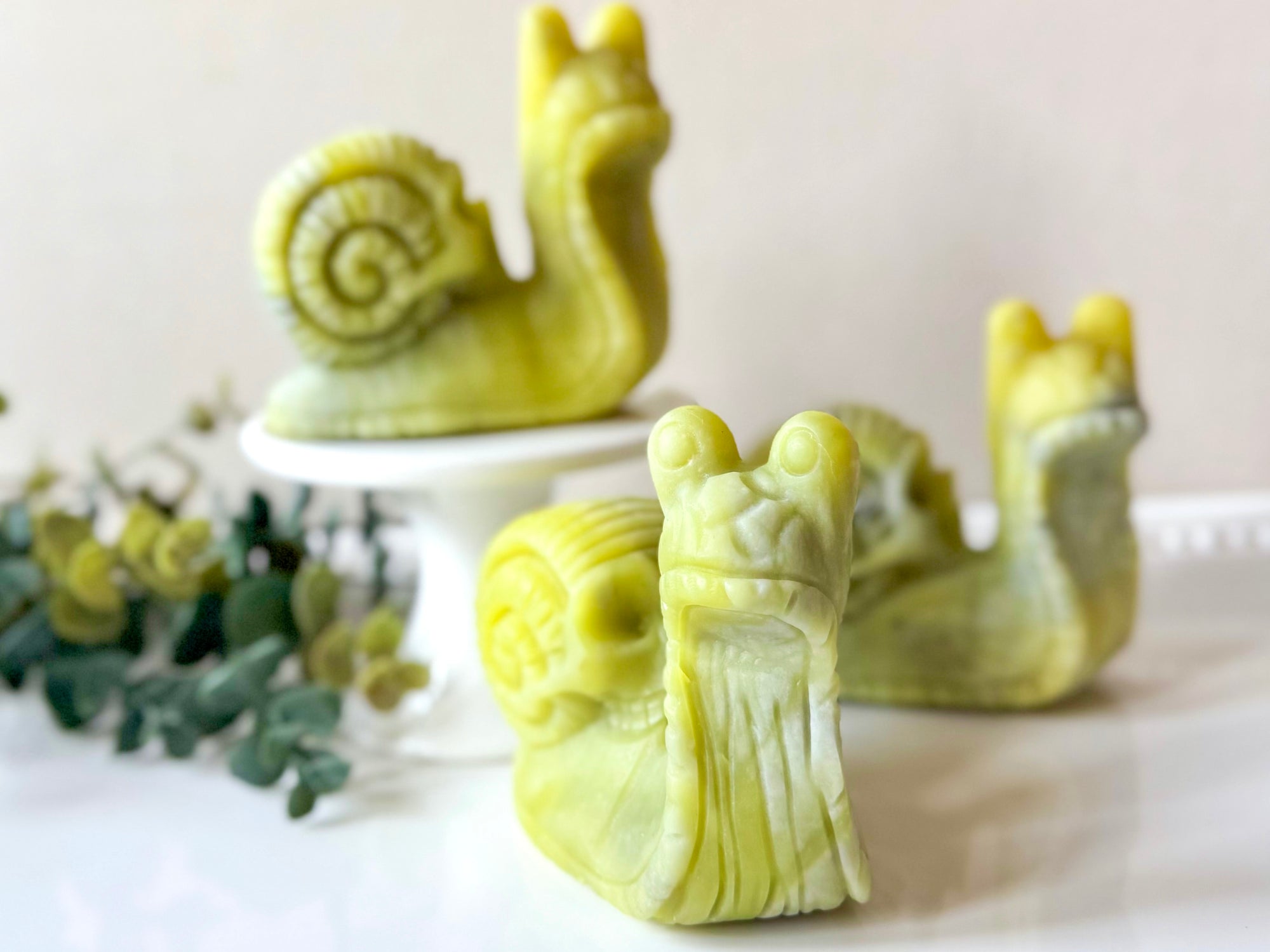 Xiuyan Jade Snail with Skull Shell Carving