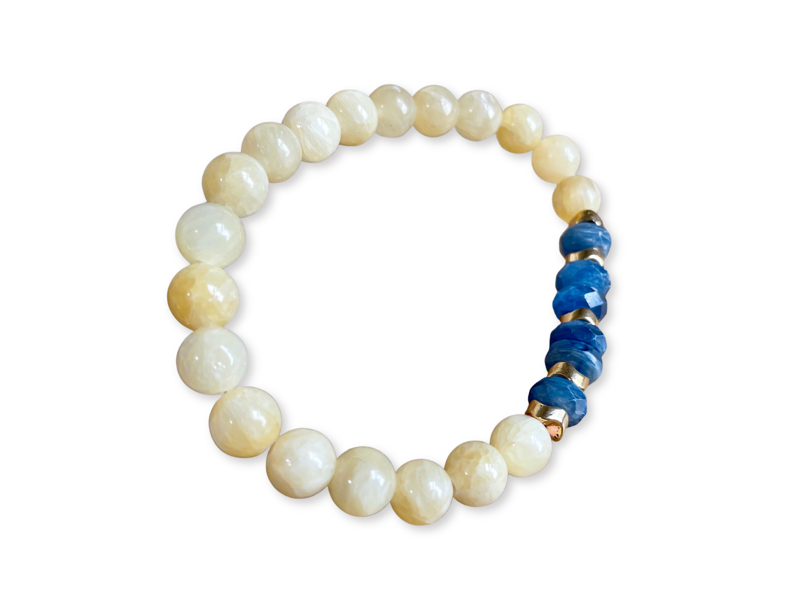 Yellow Calcite & Apatite Beaded Bracelet || Reiki Infused