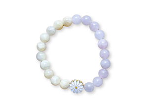 Yellow Calcite & Rose Quartz Daisy Beaded Bracelet || Reiki Infused