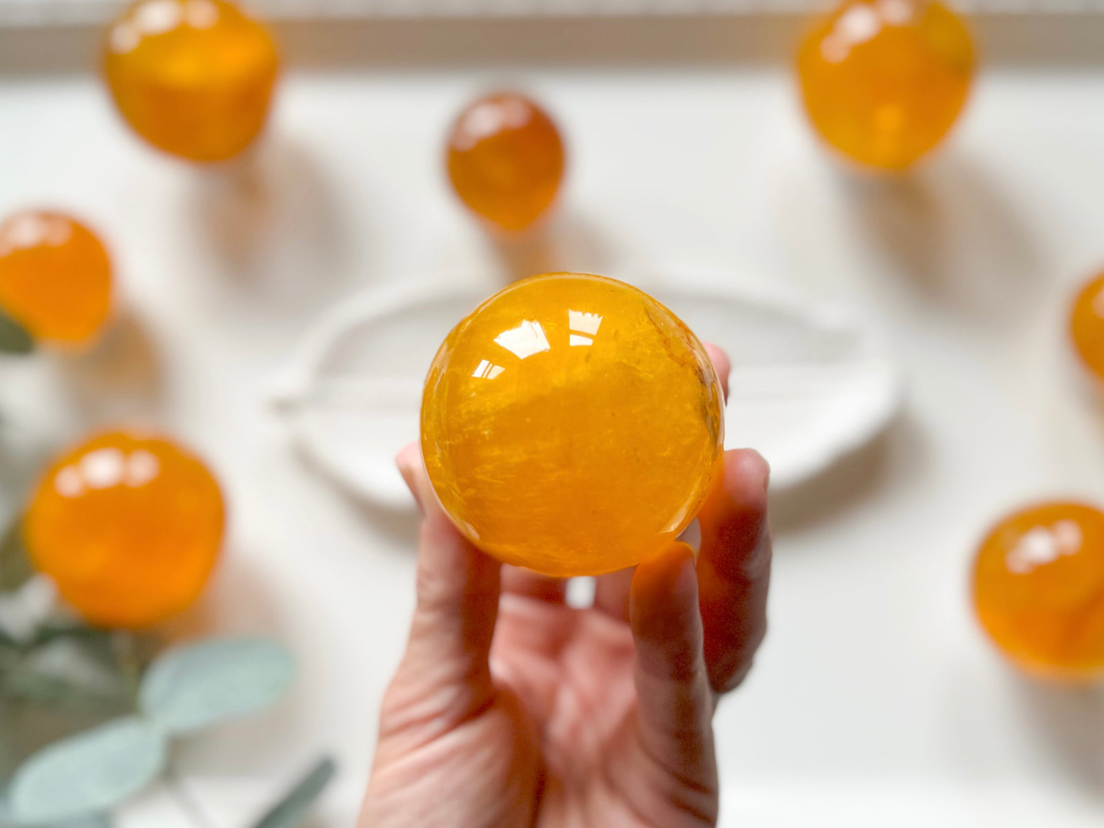 Yellow Fluorite Sphere with Mica Inclusions