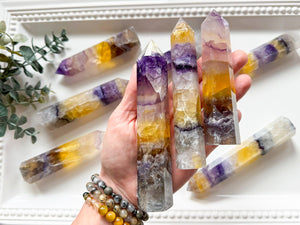 Yellow & Purple Fluorite Points