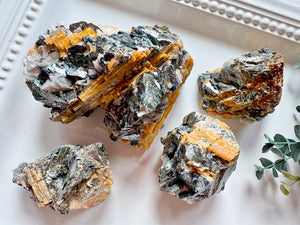 Yellow Tourmaline & Black Mica Specimens