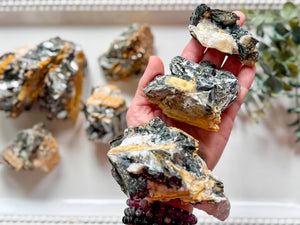Yellow Tourmaline & Black Mica Specimens