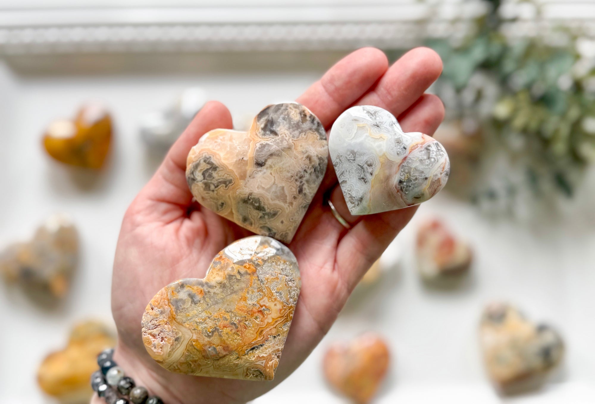 crazy lace agate heart
