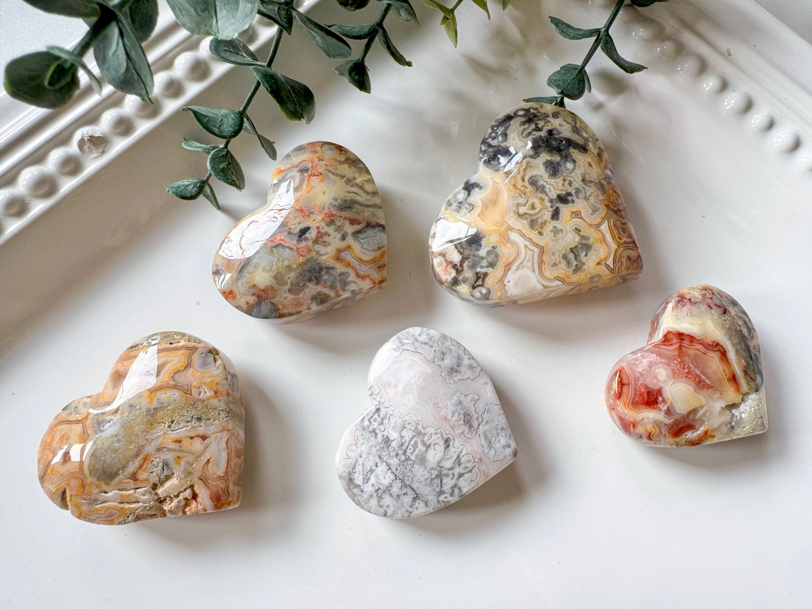 crazy lace agate heart