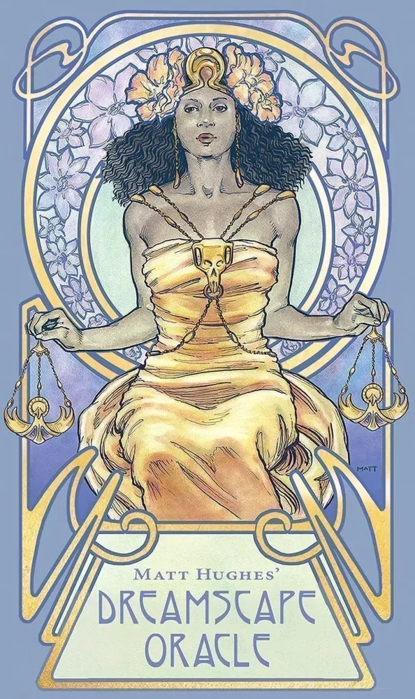 Dreamscape Oracle: Deluxe 32-Card Art Nouveau Deck with Gold-Foil Stamping, Animal Spirit Guides, Mythology, Messages from the Dream Realm, Ancestral Wisdom || Matt Hughes