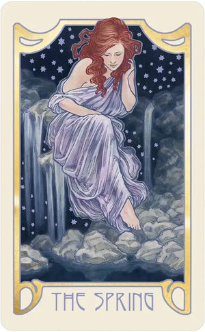 Dreamscape Oracle: Deluxe 32-Card Art Nouveau Deck with Gold-Foil Stamping, Animal Spirit Guides, Mythology, Messages from the Dream Realm, Ancestral Wisdom || Matt Hughes