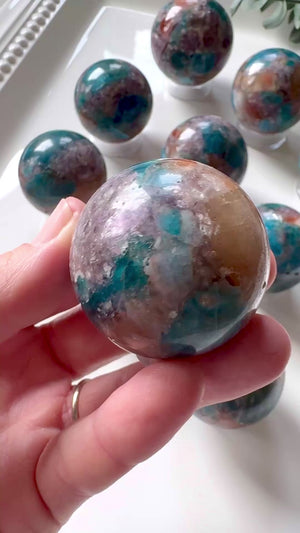 Sunstone-Apatite-Lepidolite Fusion Sphere