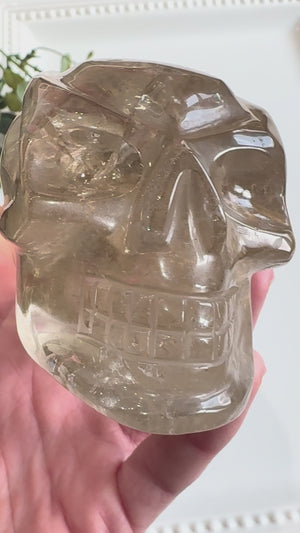 Smoky Citrine Traveler Skull || Brazil || Showpiece