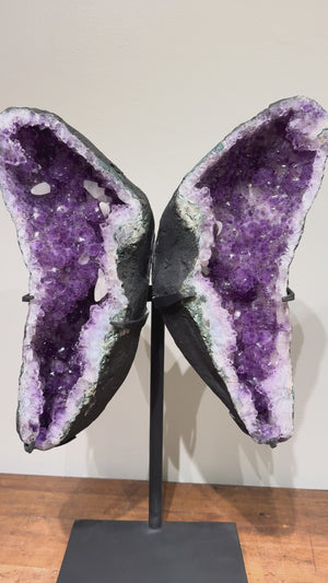 Amethyst Wings on Metal Stand || Brazil - Set A || UV Reactive!