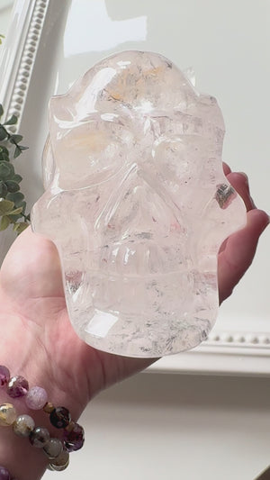 Clear Quartz Skull Traveler with Golden Healer || Brazil || Pitico