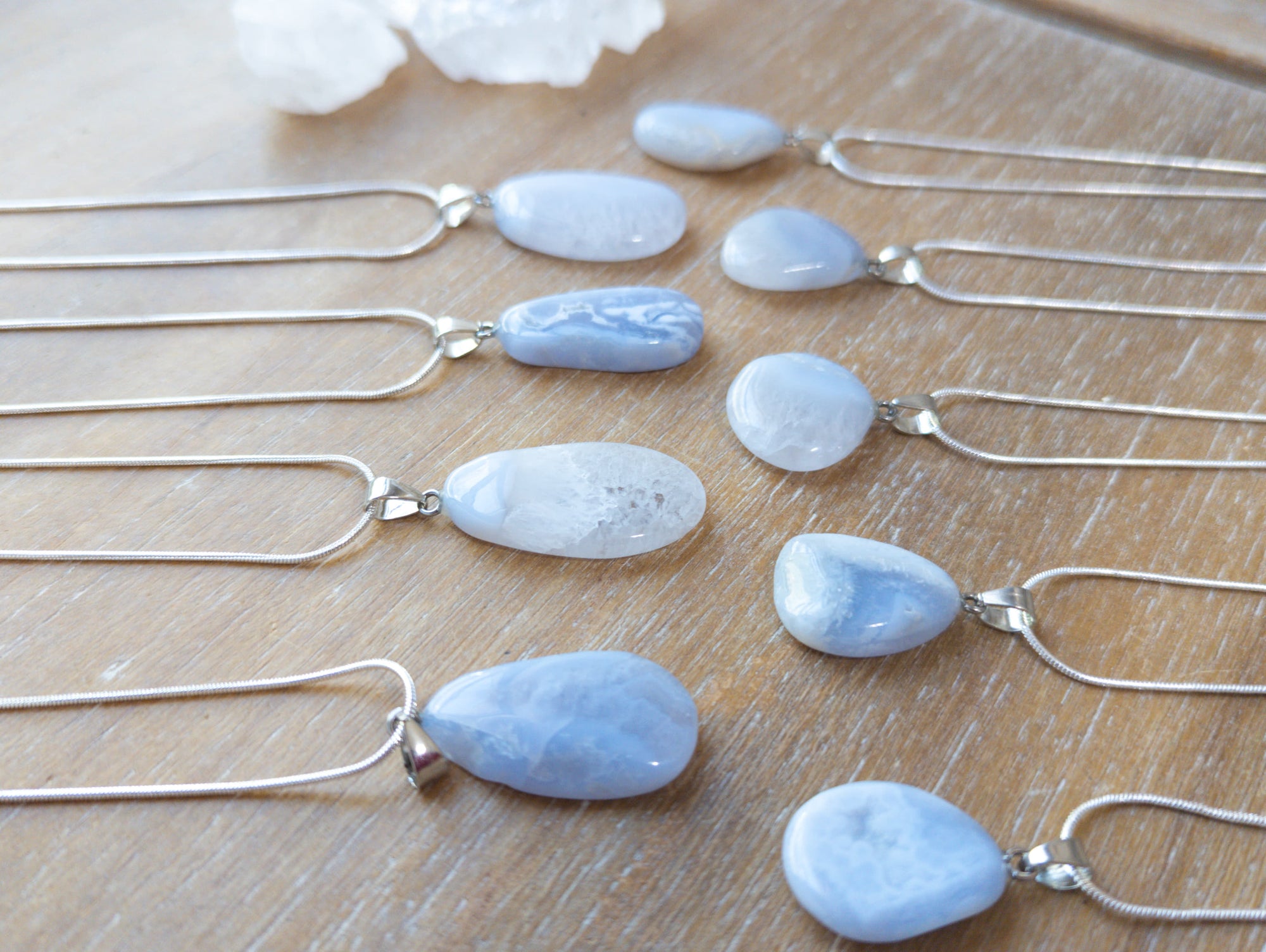 Blue Lace Agate Tumbled Necklace