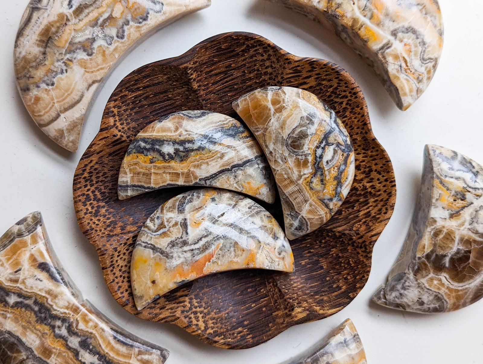 Banded Zebra Calcite Moon