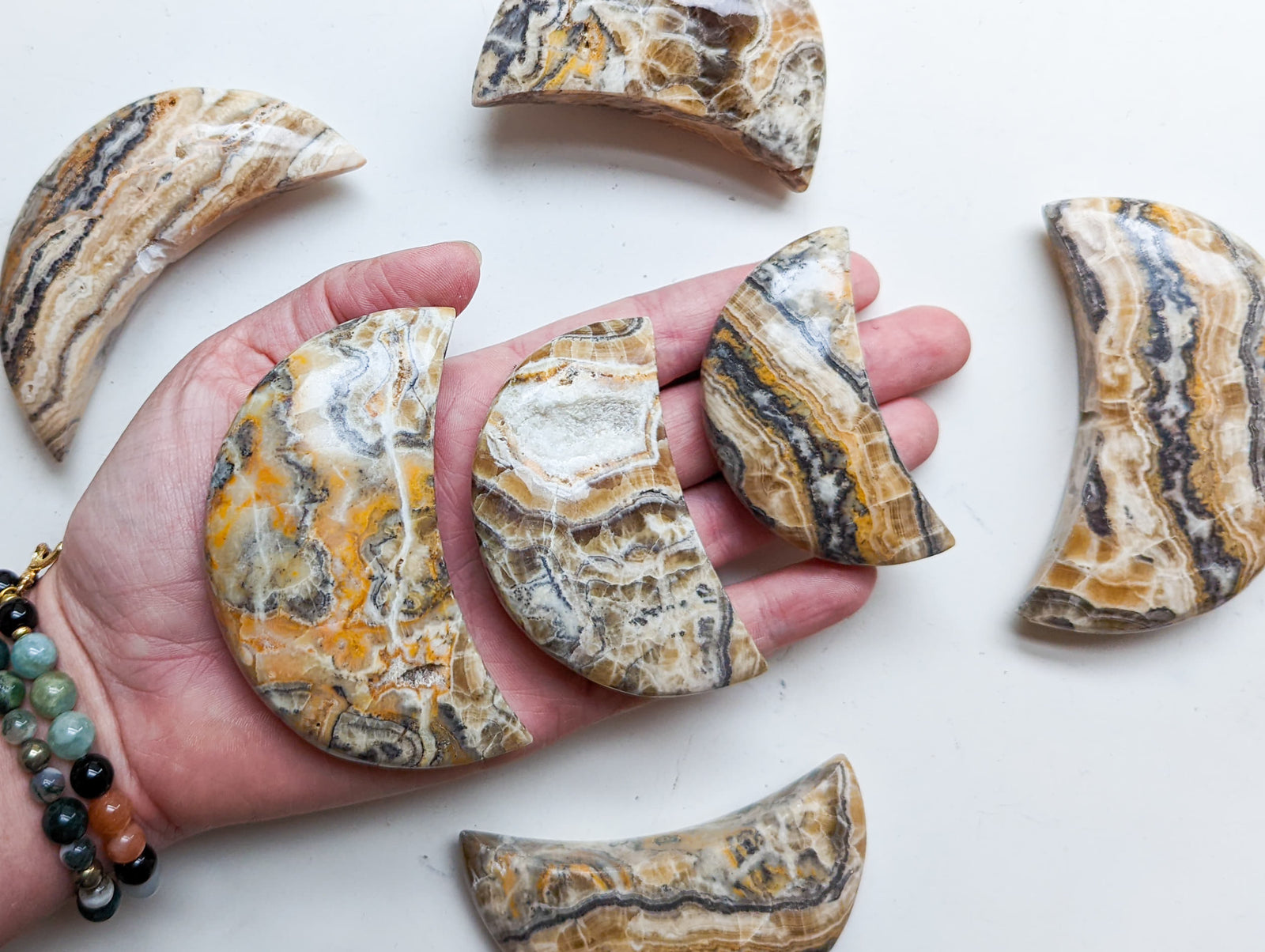 Banded Zebra Calcite Moon