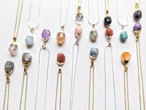 Faceted Crystal Drop Necklaces in Gold and Silver
