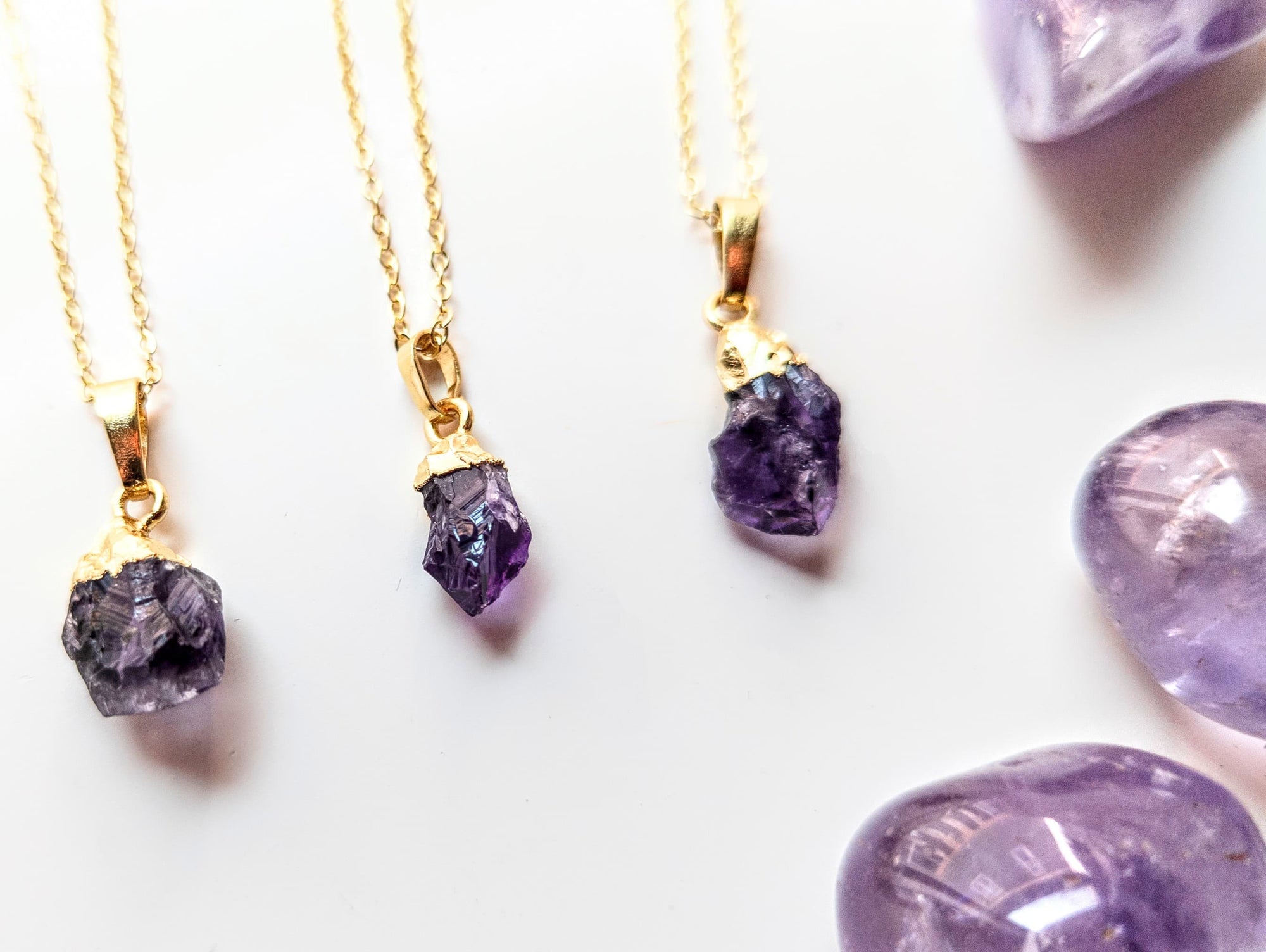Dainty Amethyst Gold Dipped Pendant Necklace