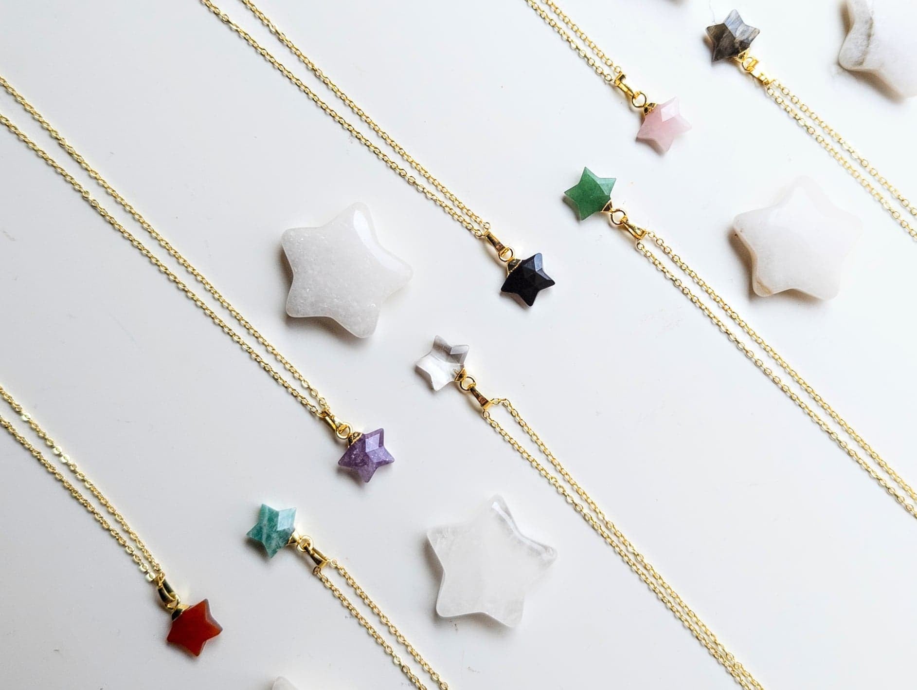 Crystal Star Dainty Necklace || Gold