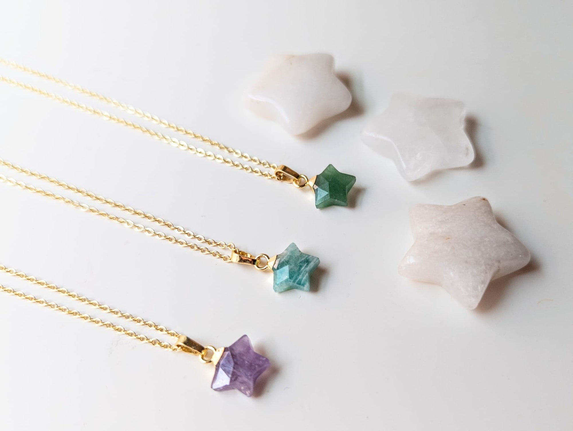 Crystal Star Dainty Necklace || Gold