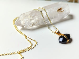 Faceted Evil Eye Gold Necklace - Onyx