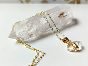 Faceted Evil Eye Gold Necklace - Clear Quartz