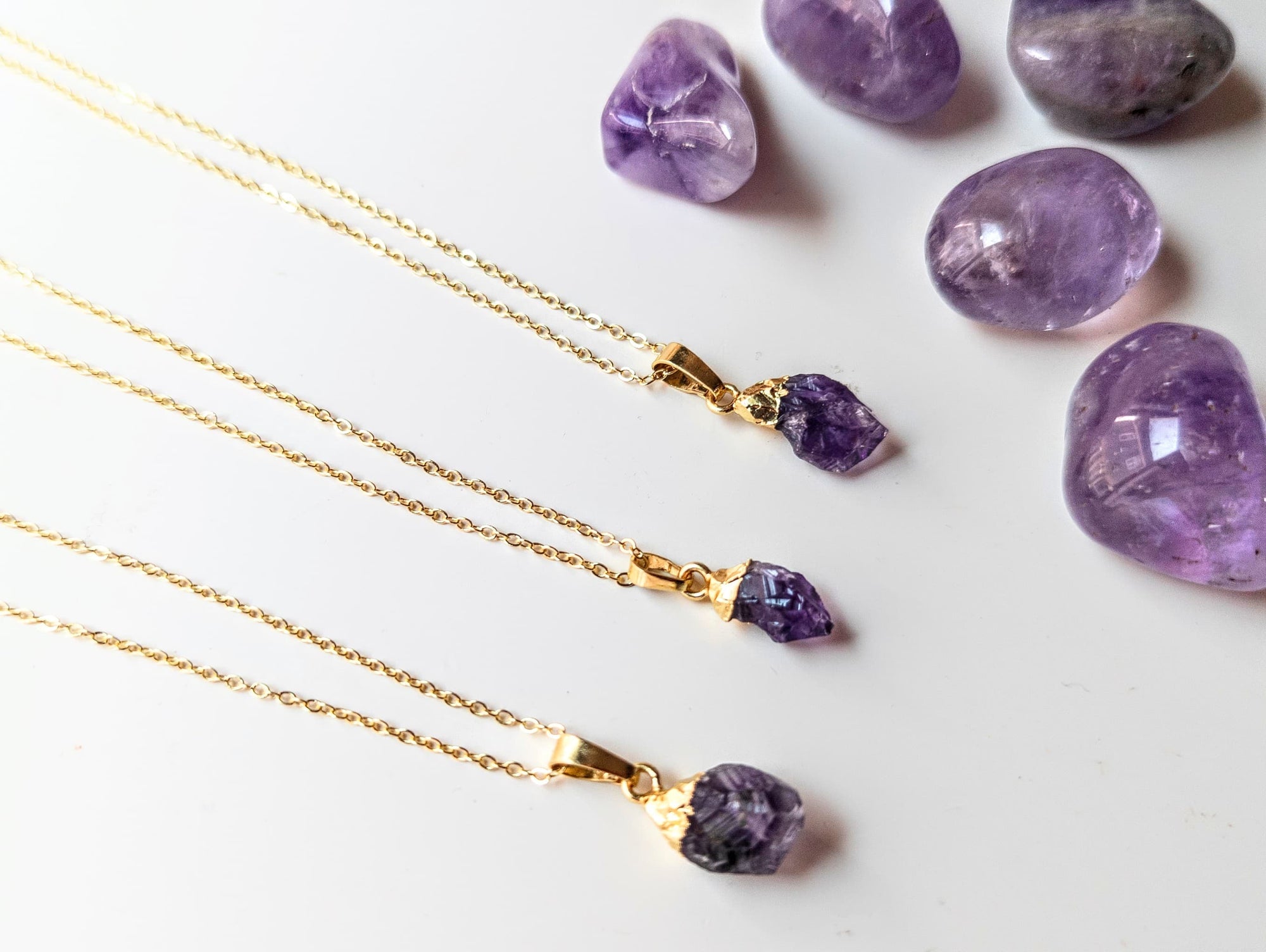 Dainty Amethyst Gold Dipped Pendant Necklace
