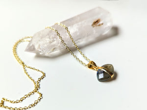 Faceted Evil Eye Gold Necklace - Labradorite