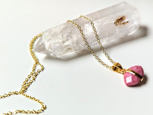 Faceted Evil Eye Gold Necklace - Rhodonite