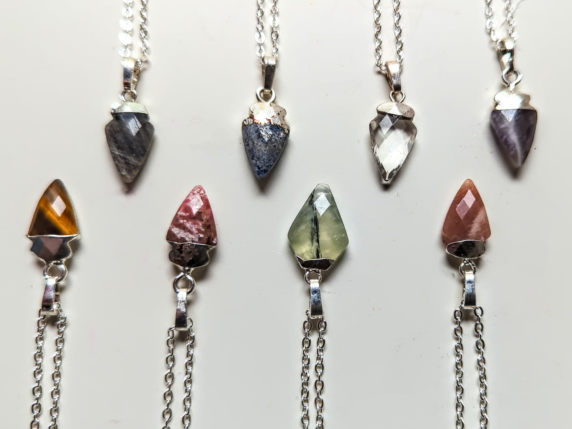 Faceted Arrowhead Silver Necklaces